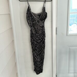 NWT Forever 21 body con ruched black and grey evening dress size Small